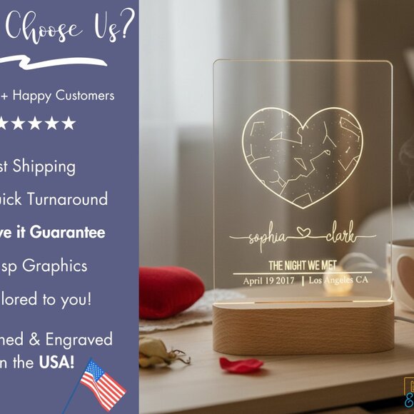 Custom Couples Star Map Night Light | Romantic Date & Location Gift for Her - Picture 4 of 8